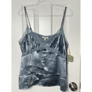 Ryegrass Women's V-Neck‎ Sleeveless Lace Tank Top Icy Blue Satin Sz XXL